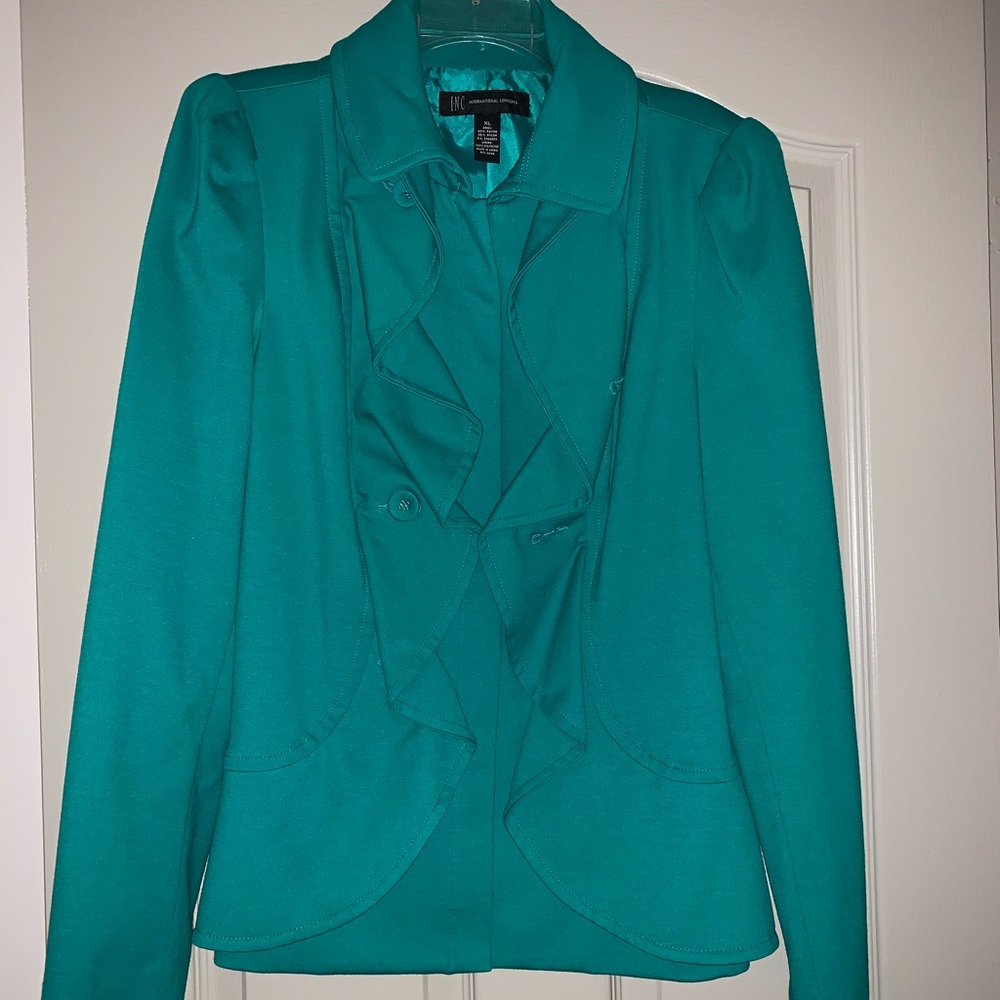 INC- International Concepts: Green Zip Blazer